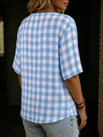 Vintage-style Cozy Gingham Cotton-linen Shirt