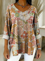 Women's Flowers Floral Patterns Art Casual Washed Denim Cotton Top