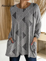 Women's Abstract Pattern Art Print Casual Cotton T-shirt