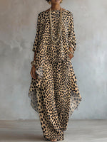 Elegant Artistic Leopard Print Two-piece Set