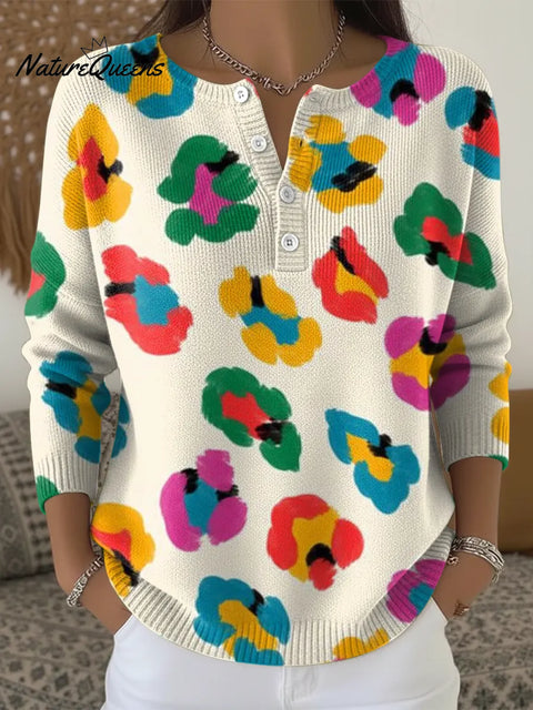 Women's Colorful Leopard Print Casual Sweater