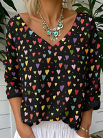 Colorful Cute Heart-print Cotton T-shirt sweatshirt