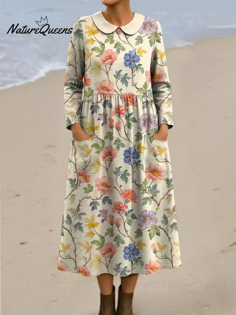 Women's Floral Art Print Casual Cotton Dress