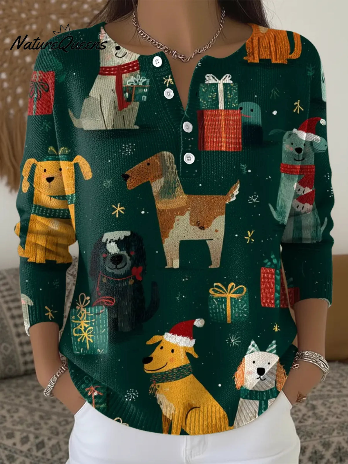 Women's Christmas Dogs Casual Sweater