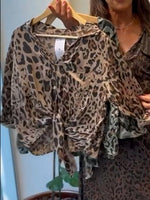 Casual Leopard Print Linen And Cotton Shirt