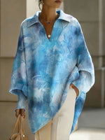 Women's Color Stripes Patterns V-neck Long-sleeved Casual Loose-fitting Knitted Pullover Sweater