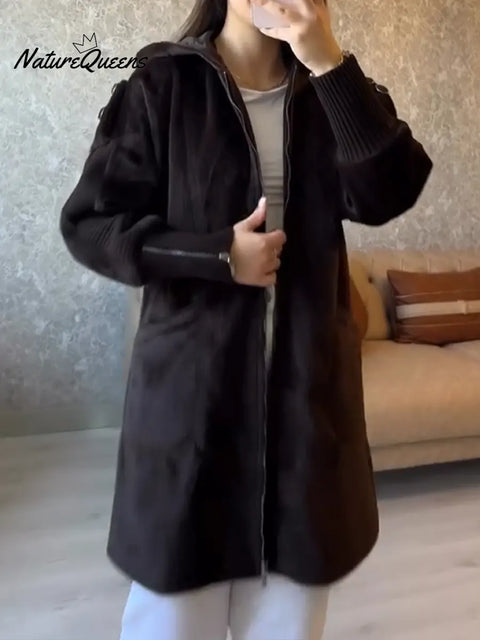 Women's Angolan Leopard Print Zip-Up Hooded Coat