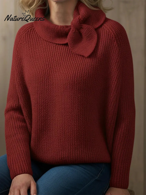 Retro Scarf Collar Tie Bow Loose Sweater