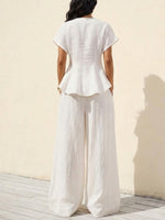 Women's Simple Design Cotton And Linen Set