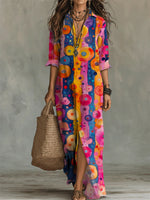 Women's Vintage Pattern-printed Casual Long Dress