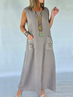 Women's Cozy Linen And Cotton Sleeveless Dress