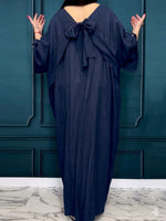 Women's Solid-color Round-neck Casual Loose Cotton-linen Dress