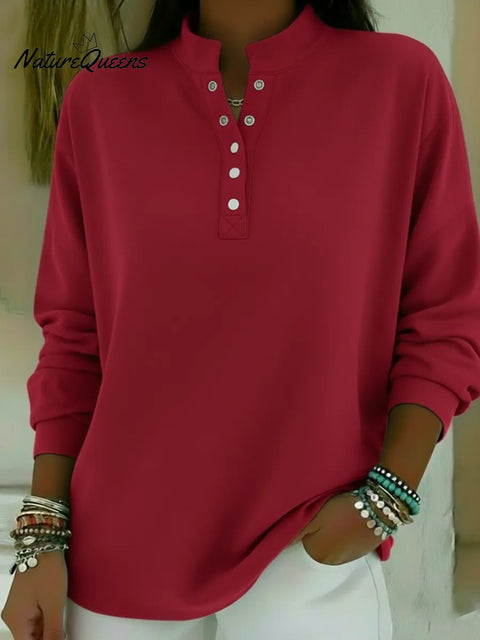 Classic Cozy Stand-collar Cotton Sweatshirt