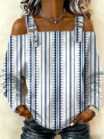 Women‘s Vintage Geometry Pattern Art Print Casual Cotton Shirt