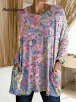 Women's Floral Pattern Art Print Casual Cotton T-shirt