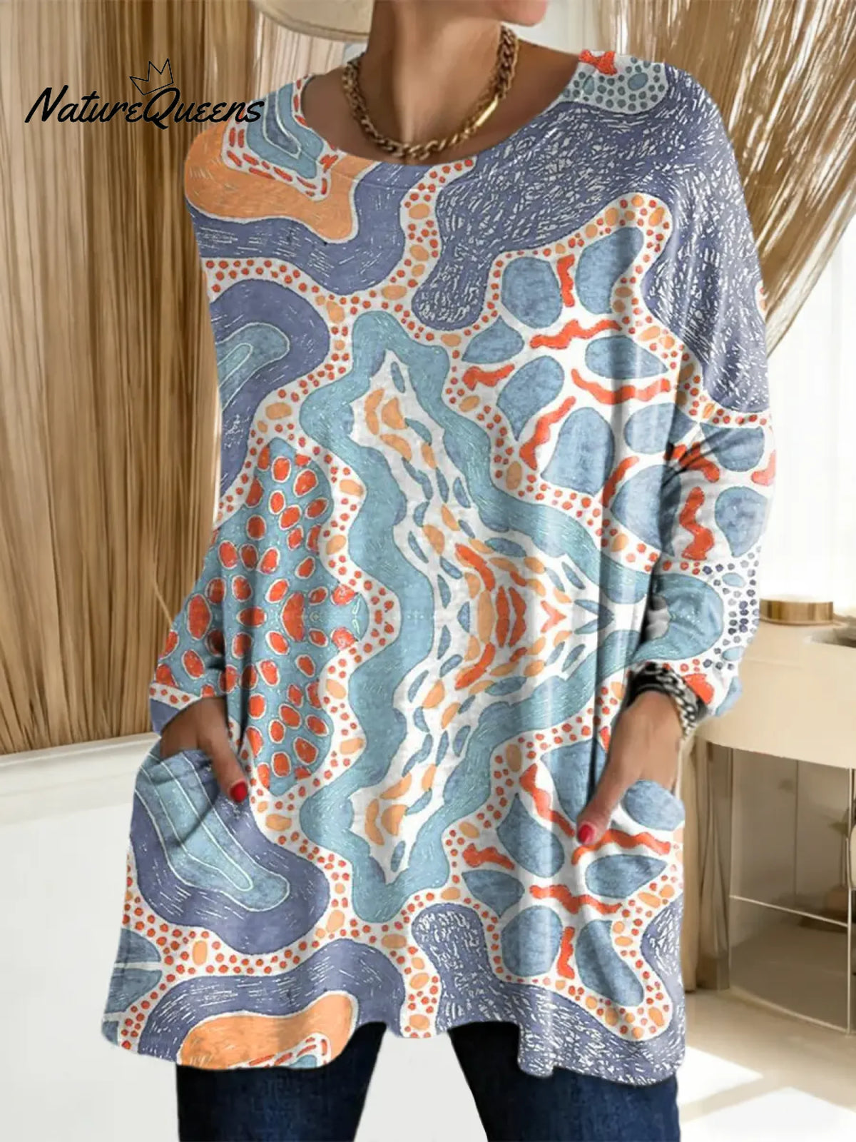 Women's Abstract Pattern Art Print Casual Cotton T-shirt