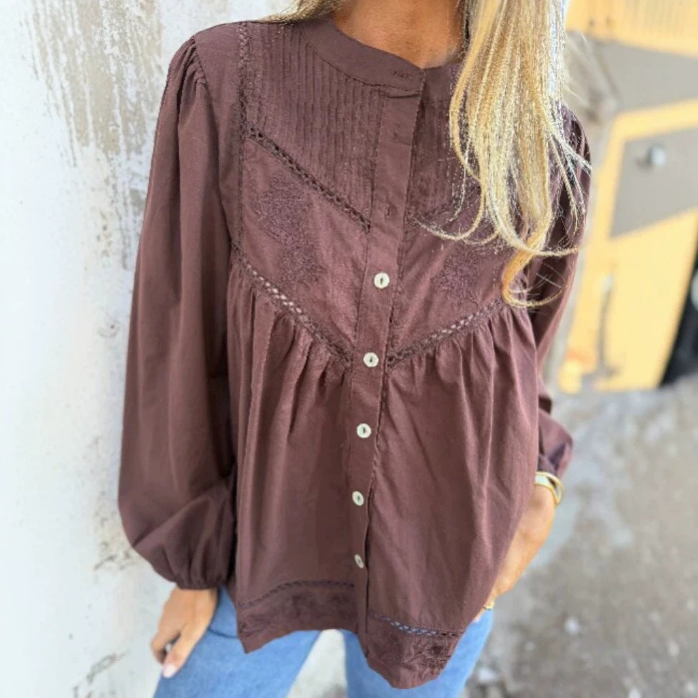 Women's Lace-embroidered Cutout Shirt