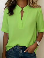 Minimalist Basic Loose Cotton And Linen Short-sleeved Shirt