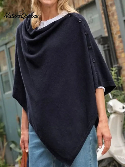 Women's Loose Casual Button Cape