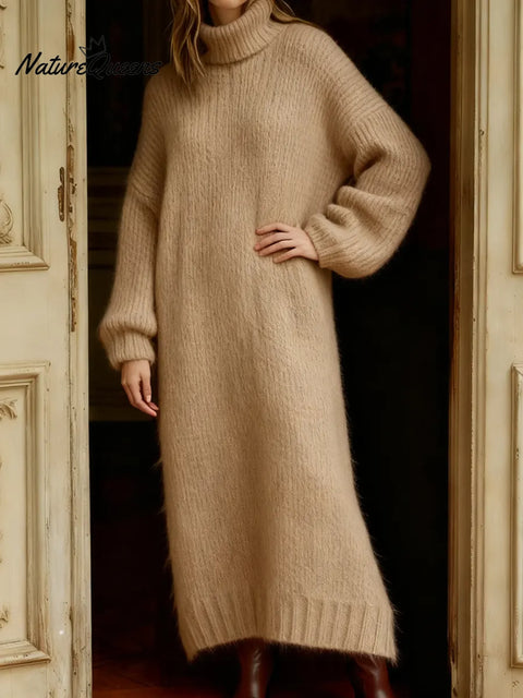 Women's High-neck Loose Long Sweater Dress