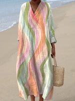 Women's Minimalist Wave Lines Print Casual Dress