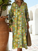 Women's Floral Pattern Art Print Casual Cotton Dress