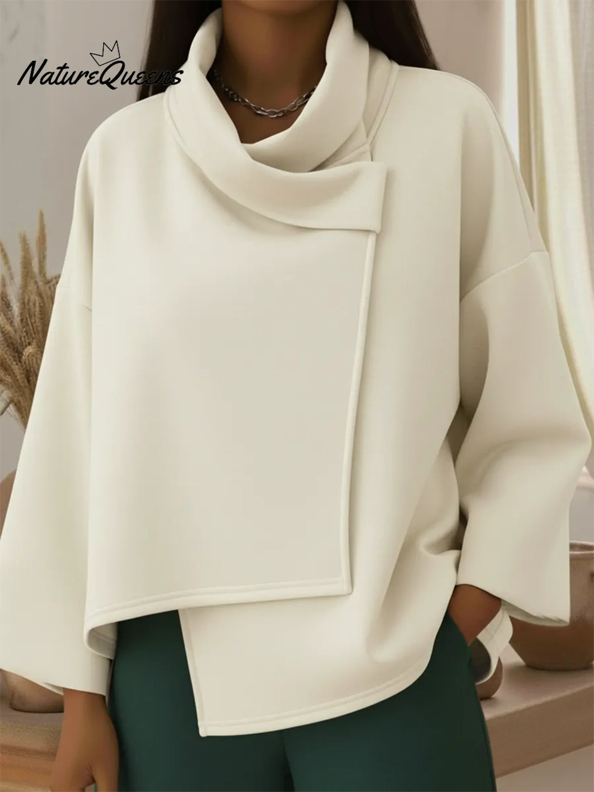 Elegant Cowl Collar Irregular Hem Jacket Cardigan