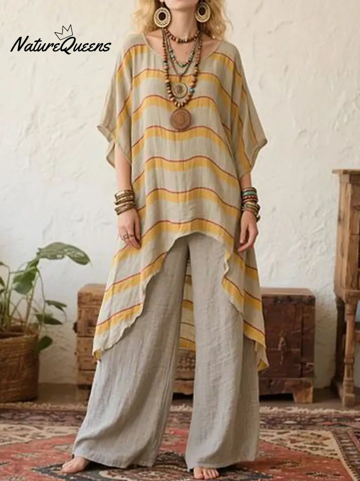 Women's Loose-fitting Cotton And Linen Top, Shorter In The Front And Longer In The Back