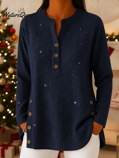 Women's Cardigan Collar Long Sleeve Casual Loose Sequined Knit Top