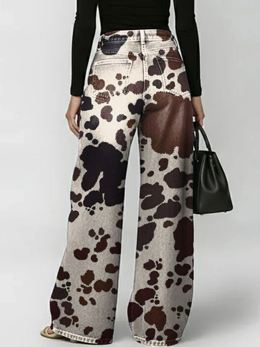 Women's Vintage Print Casual Straight-leg Pants