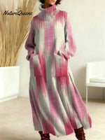 Women's Vintage Pattern Art Print Casual Cotton Knitted Dress