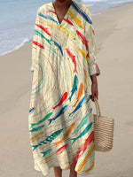 Women's Vintage Fish Art Print Casual Dress