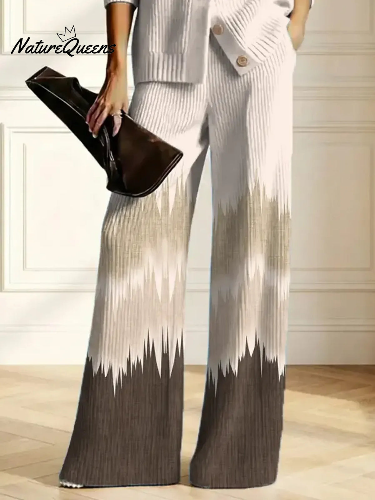 Women's Gradient Art Print Casual Cotton Knitted Suits