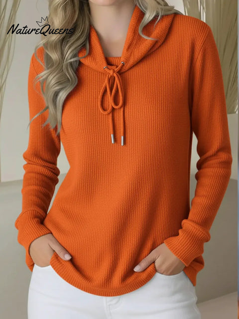 Women's Comfortable Cowl Neck Waffle Sweatshirt