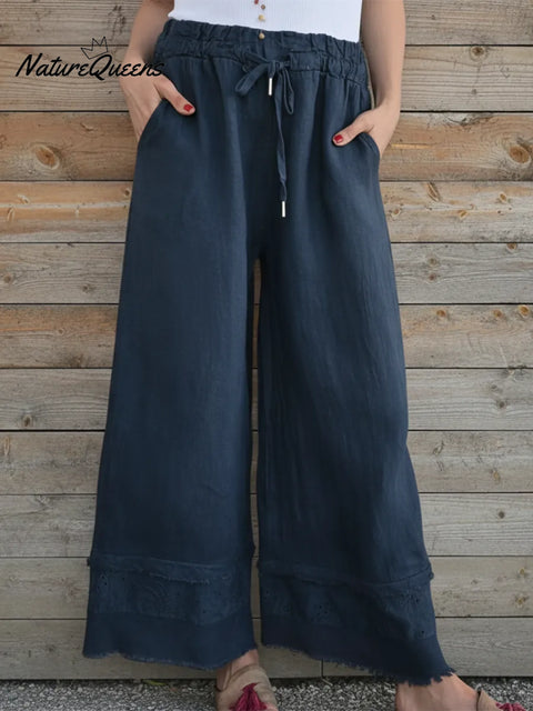 Casual Cozy Lace Patchwork Linen Trousers