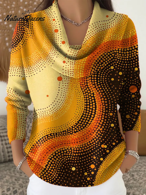 Women's Abstract Pattern Art Print Cowl Neck Sweater