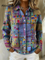 Women's Abstract Art Printed Collared Sweater