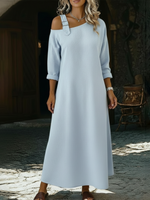 Casual Single Shoulder Strap Linen-cotton Dress