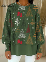 Women's Vintage ChristmasArt Print Casual Knitted Sweater