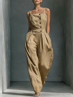 Women's Sleeveless Jumpsuit High-waisted Trousers