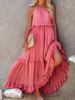 Women's Flowy Long Ruffled Dress