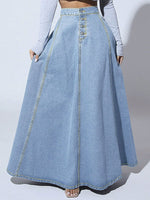 Women's Vintage-inspired Single-breasted Denim Skirt