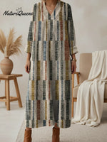 Women's Retro Stripes V-neck Knit Dress