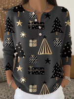 Women's Christmas Tree Pattern Art Print Casual Cardigan Sweater