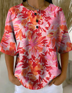 Women's Retro Multicolor Gradient Patchwork Abstraction Patterns Art Print Casual Waffle Cotton Shirt