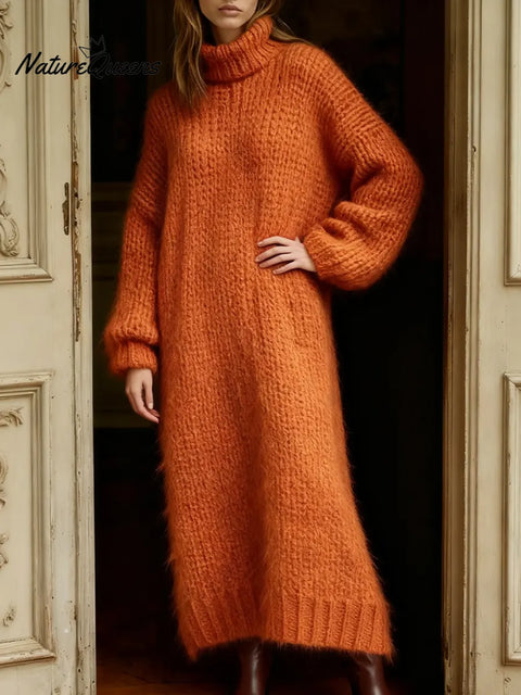 Women's High-neck Loose Long Sweater Dress