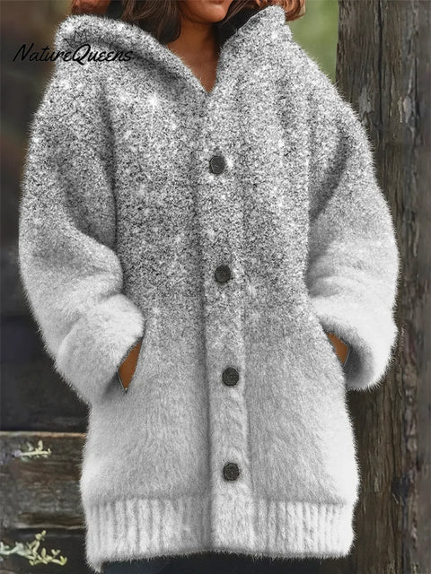 Sparkling Printed Knit Hoodie