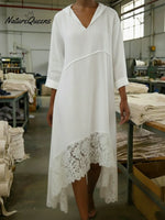 Women's Romantic And Flowing Lace Linen Dress