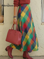 Colorful Palette Print Woolen Button-up Skirt