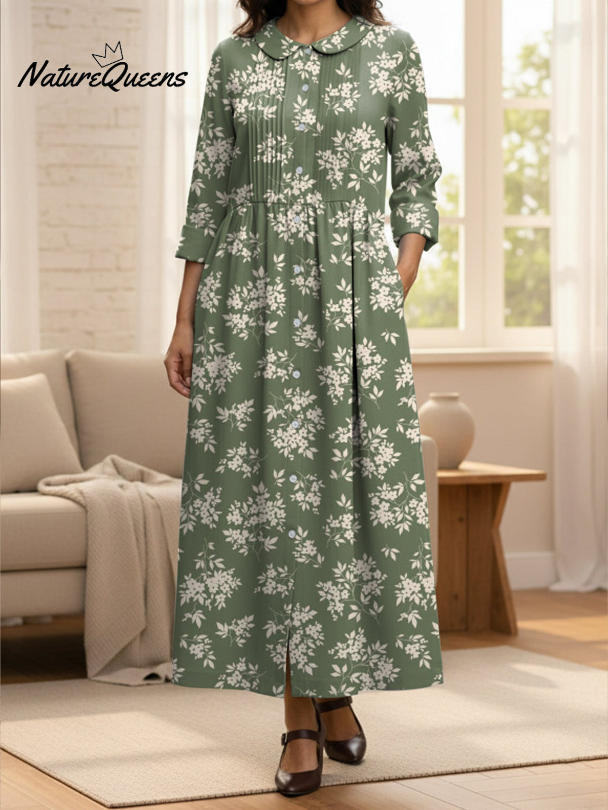 Women's Art Vintage Flowers Cotton And Linen Dress